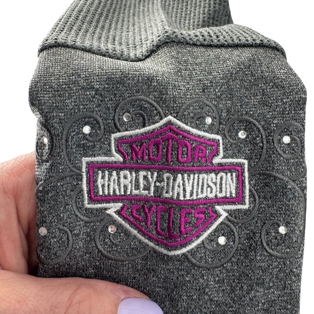 Harley-Davidson Gray Traverse City Bedazzled Motorcycle Knit Long Sleeve Medium - Picture 6 of 10